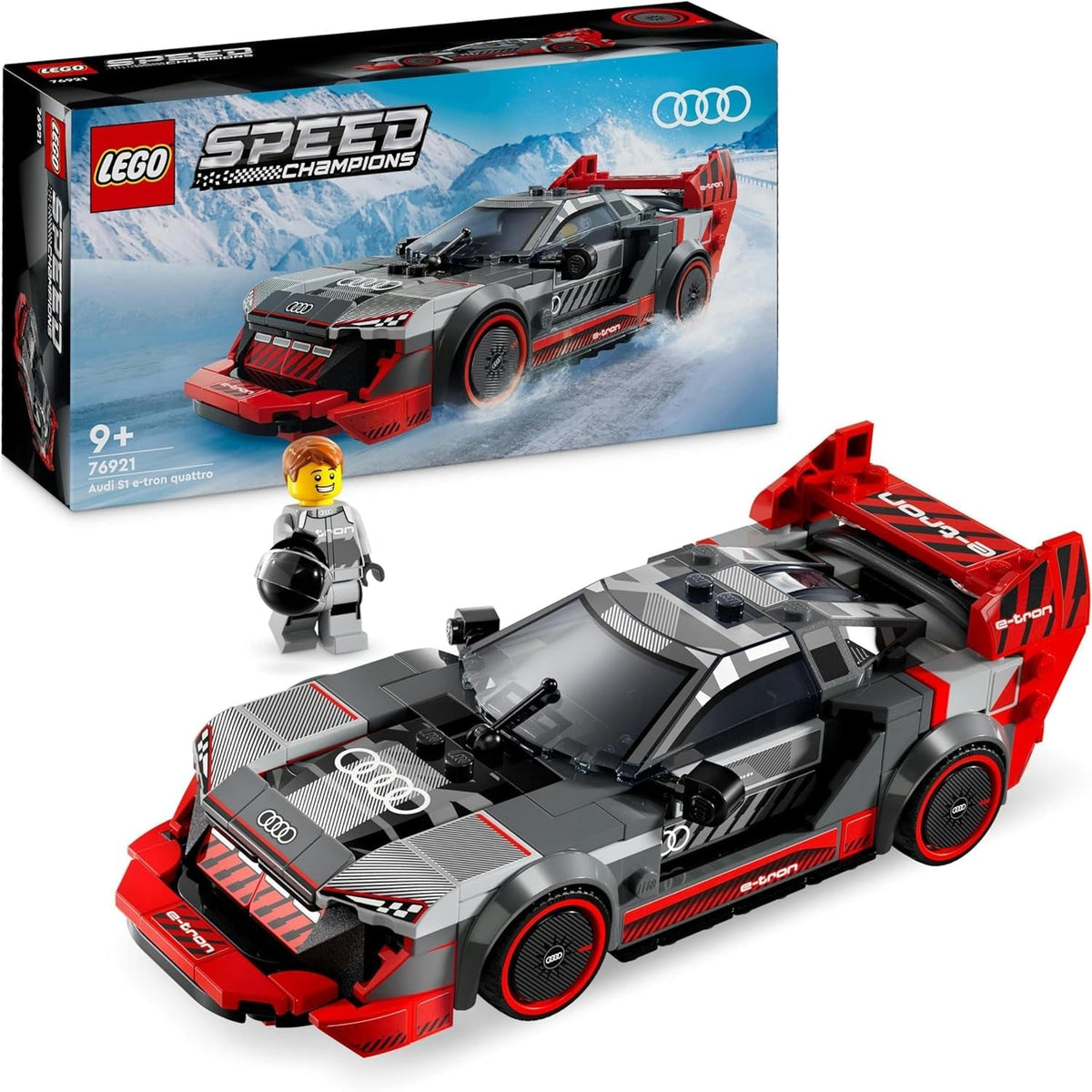 Speed Champions Audi S1 E-Tron Quattro Race Car Toy Vehicle, Buildable Model Set for Kids, Playable Display Gift Idea for 9 plus Year Old Boys and Girls Who Enjoy Independent Play 76921