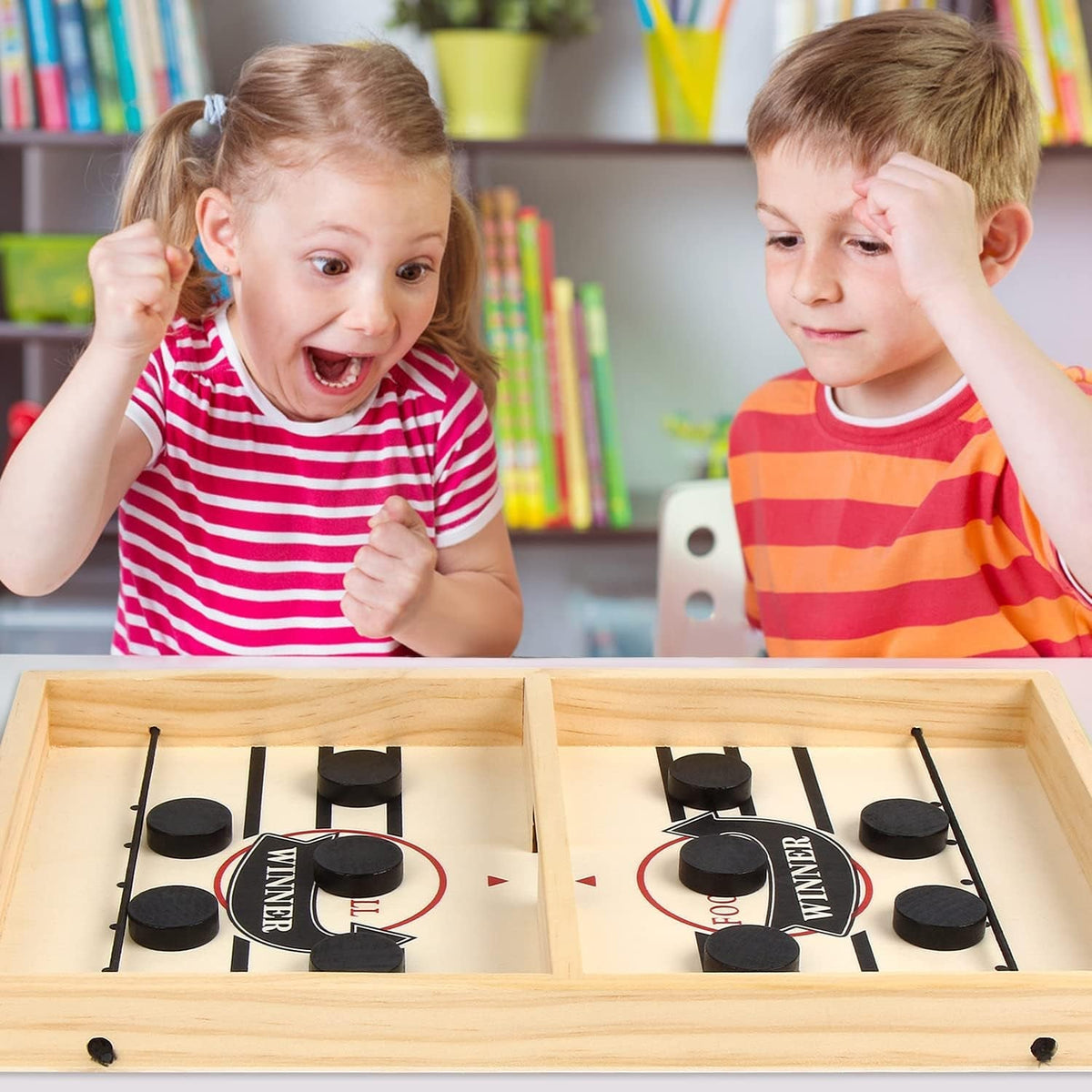 Funny Fast Sling Puck Game, Slingshot Hockey Game, Winner Board Game Toy, Funny Wooden Paced Sling Puck Winner Board Table Game, Parent-Child Interactive Toy Party Game for Adults