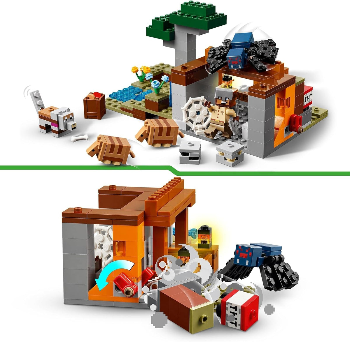 Minecraft the Armadillo Mine Expedition Set - Building Toy for 8+ Year Old Girls & Boys, with Cave Spider and Wolf Figures for Pretend Play - Birthday Gift Idea 21269