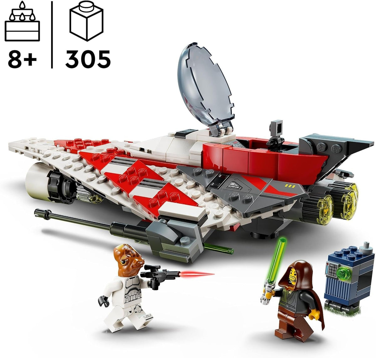 Star Wars Jedi Bob’S Starfighter Buildable Toy Vehicle for 8 plus Year Old Boys & Girls, with 2 Character Minifigures and a Droid Figure, Birthday Gift Idea for Kids and Fans 75388