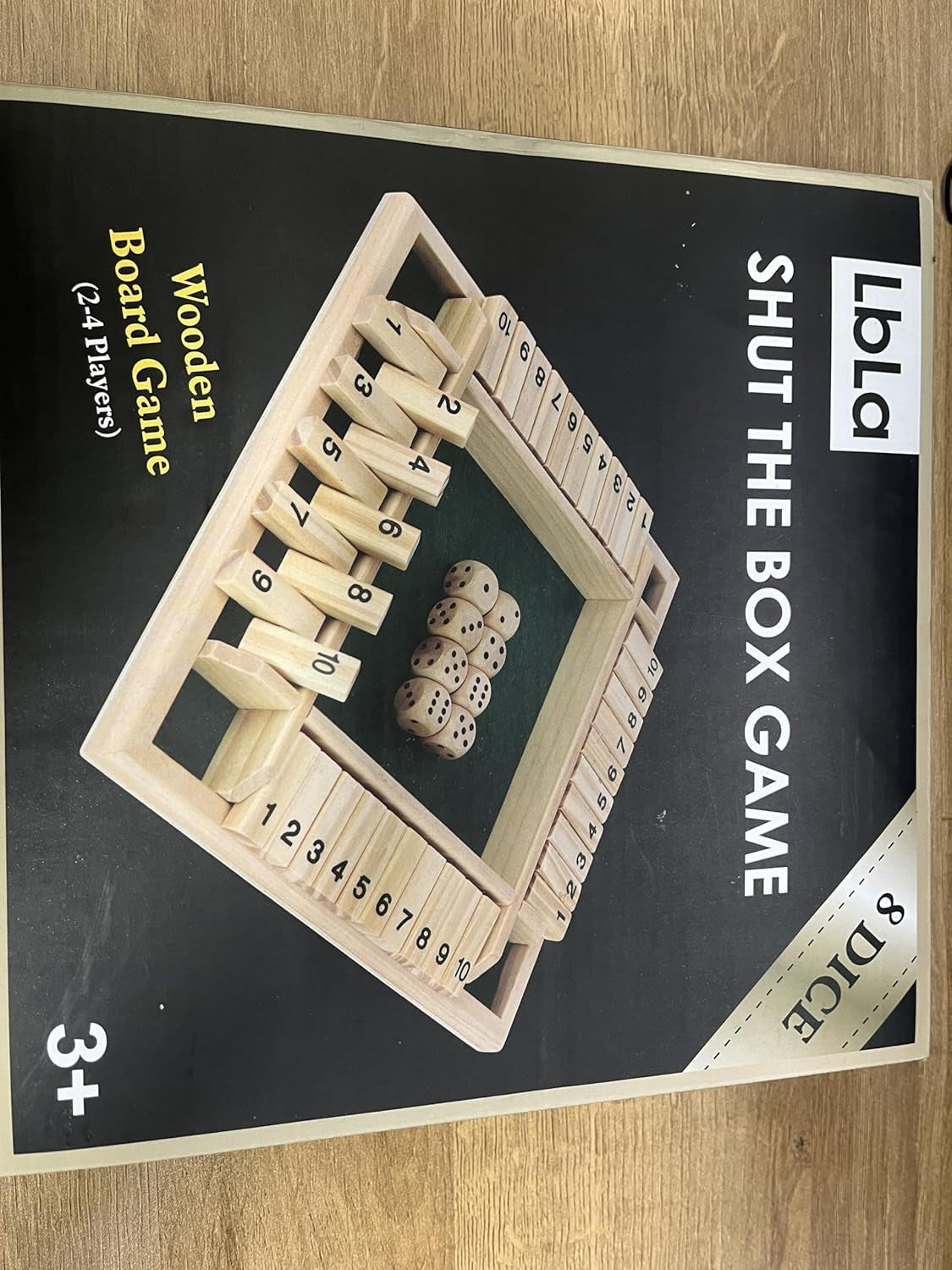 Wooden Board Game, 4 Player Shut the Box Game Dice Game Wooden Math Traditional Pub Board Dice Game Travel 4 Players Great Family Board Games Holiday Fun Game