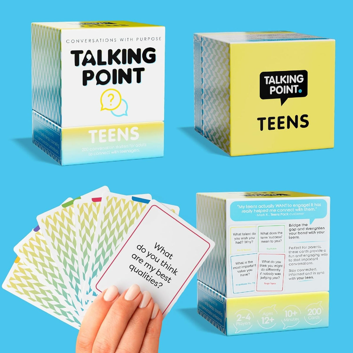 200 Teens Conversation Cards - Connecting Parents with Their Teenagers - Reduce Screentime with Fun & Deep Conversation - Avoid Conflict, Improve Communication & Learn More about Your Teen Boy or Girl