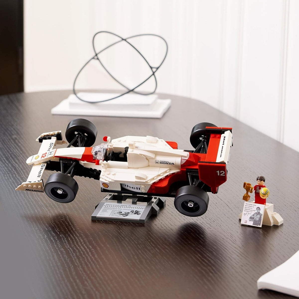 Icons Mclaren MP4/4 & Ayrton Senna Vehicle Set, F1 Race Car Model Kit for Adults to Build with Race Driver Minifigure, Home or Office Desk Décor, Formula One Birthday Gifts for Men & Women 10330