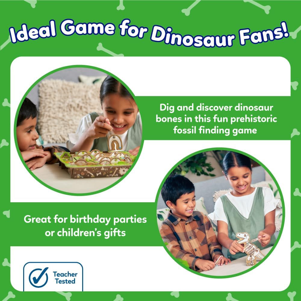 Dinosaur Dig Game - Matching and Memory Board Games for 4 Year Olds - Educational Dinosaur Toys for Boys and Girls - Build a 3D Dino - for Kids Age 4-8 - 2-4 Players