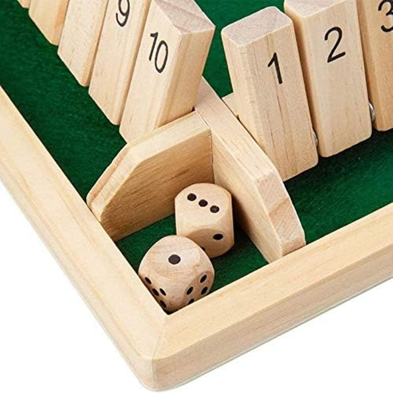Wooden Board Game, 4 Player Shut the Box Game Dice Game Wooden Math Traditional Pub Board Dice Game Travel 4 Players Great Family Board Games Holiday Fun Game