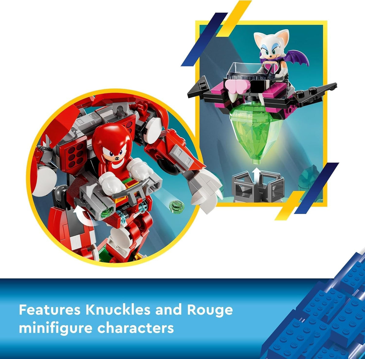 Sonic the Hedgehog Knuckles’ Guardian Mech, Action Figure Toy for Kids Boys & Girls with Video Game Character Figures Incl. Knuckles and Rouge the Bat, plus a Master Emerald, Fun Gift Idea 76996