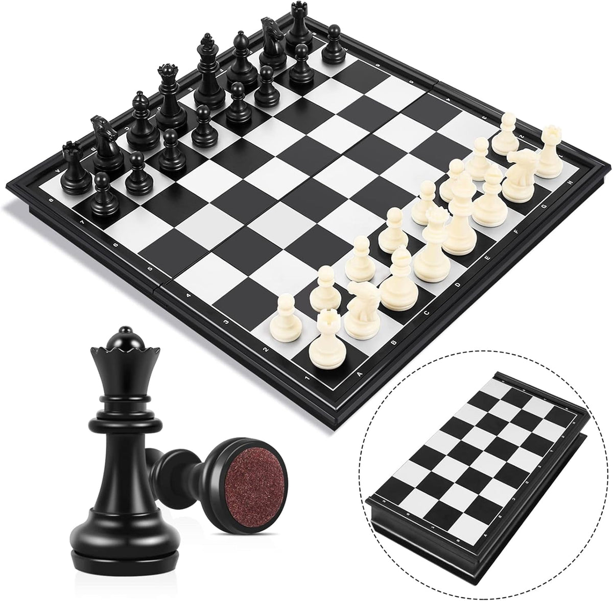 Chess Board Set Game -Travel Magnetic Chess Piece Set with Chess Folding/Portable Storage Board-Traditional Strategy Game for Kids/Children/Adults