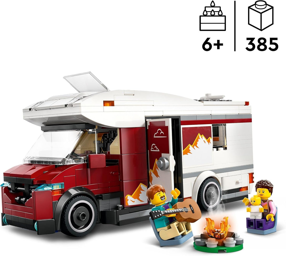 City Holiday Adventure Camper Van Toy - Creative Building Toys for 6+ Year Old Boys & Girls - Includes 3 Minifigures & Accessories - Gift Ideas for Birthdays & Holidays - 60454