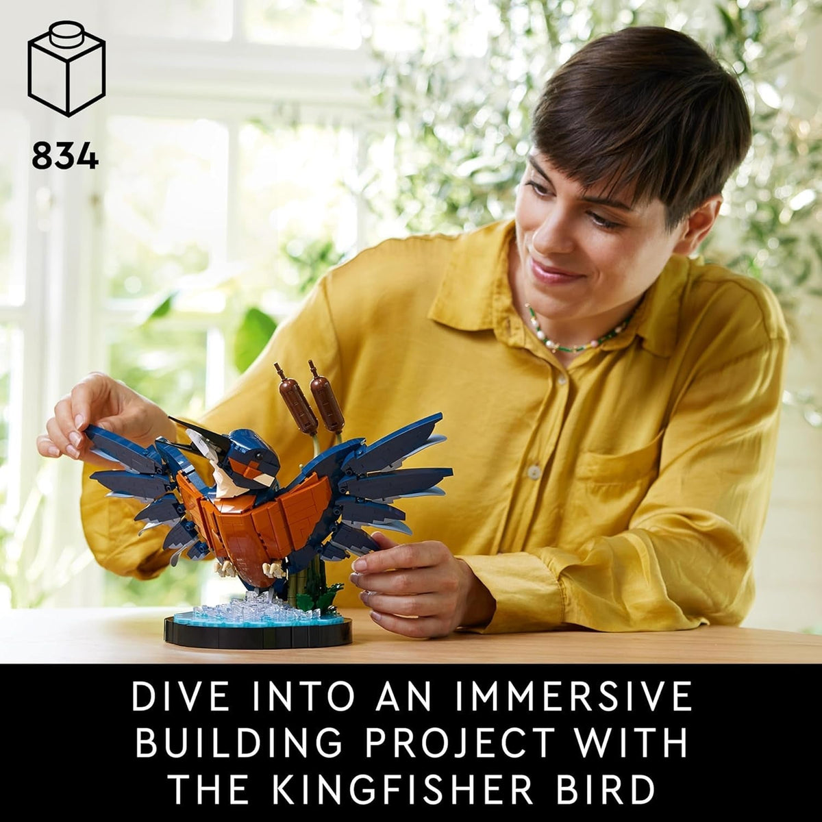 Icons Kingfisher Bird Set, Model Building Kit for Adults to Build with Water Setting Display Stand, Great Home and Office Desk Décor, Valentine'S Day Gifts for Women, Men, Her or Him, 10331