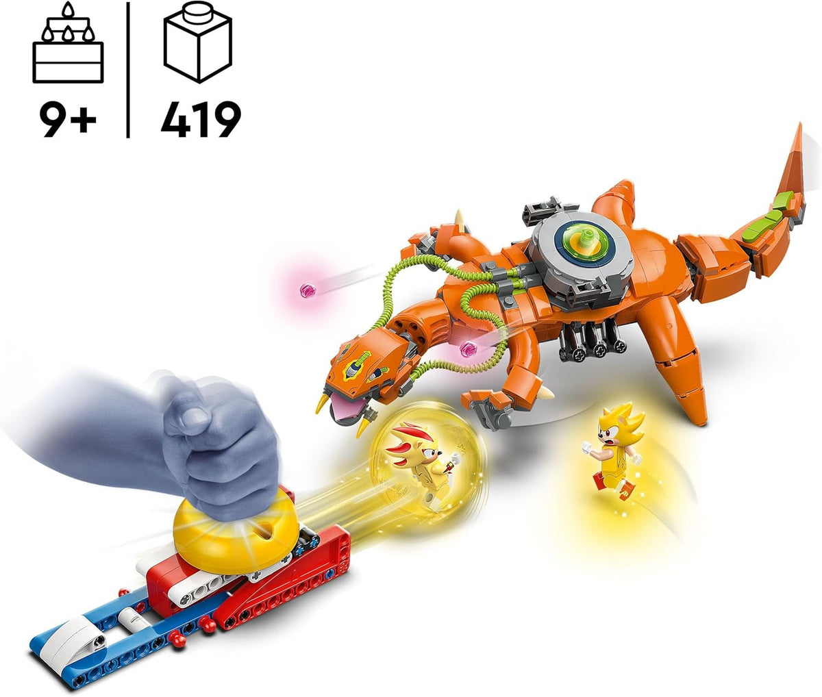 Sonic the Hedgehog Super Shadow Vs. Biolizard Set, Building Toy Includes 3 Video Game Characters and a Chaos Emerald, Gifts for Gamers, Boys and Girls Aged 9 plus 77003