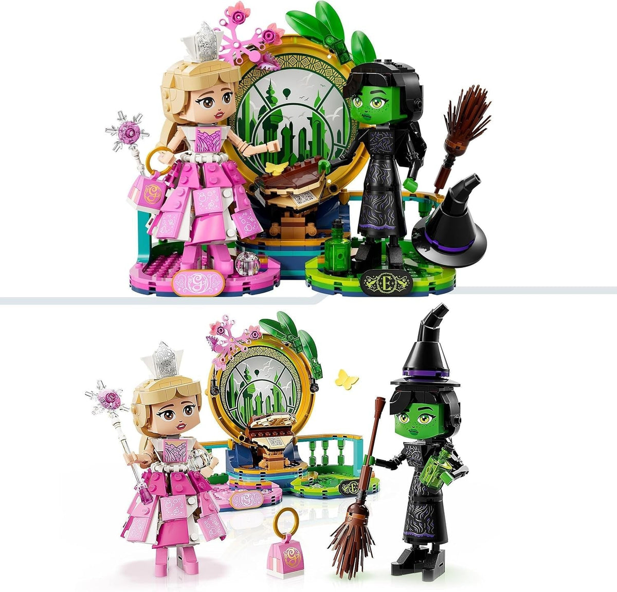 Wicked Elphaba & Glinda Figures, Building Toy Set for 10 plus Year Old Girls and Boys, with Buildable Characters and a Broom, Wizard of Oz-Themed Gift for Kids and Fans of the Movie 75682