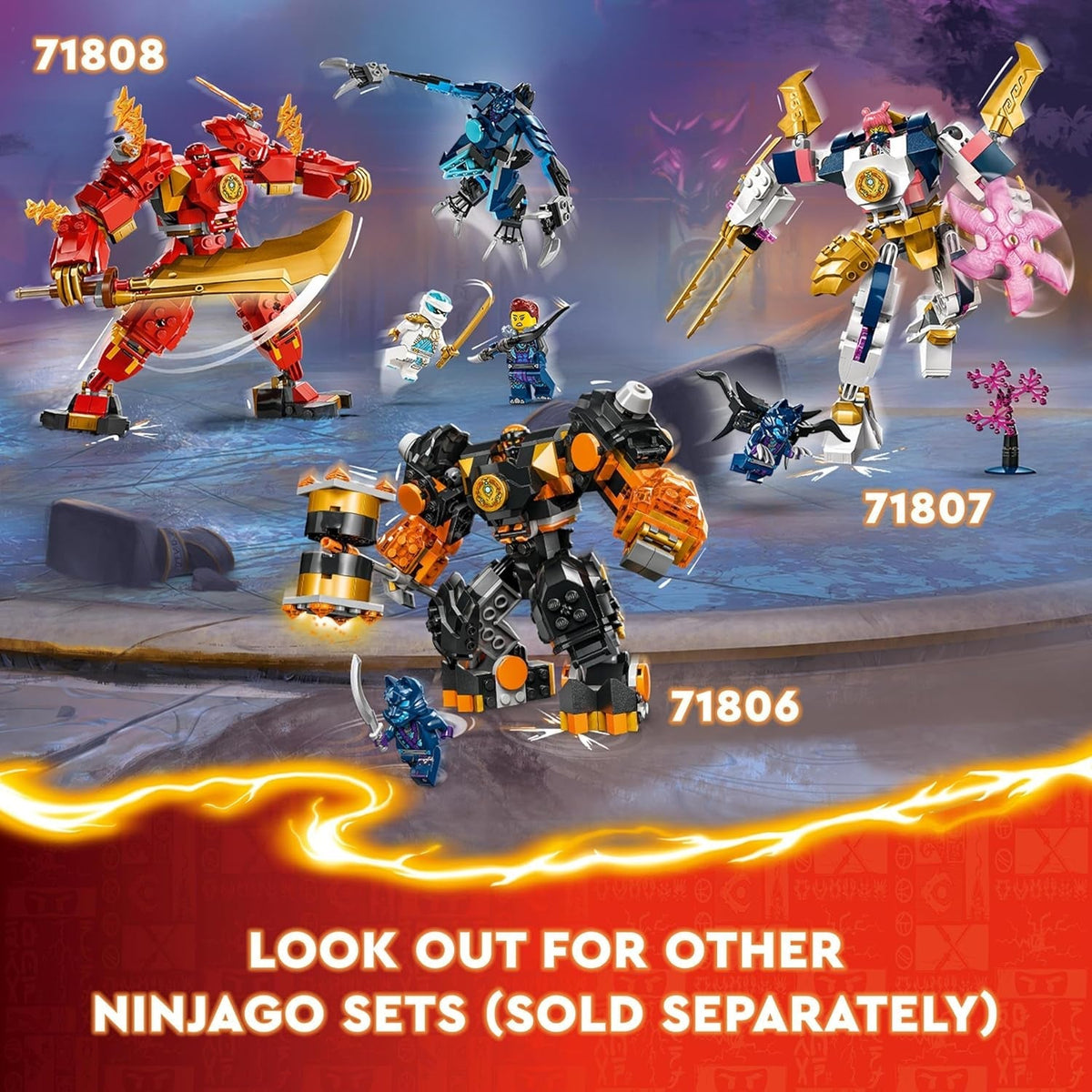 NINJAGO Cole’S Elemental Earth Mech, Action Figure Toy, Dragons Rising Building Set with Ninja Character Cole Minifigure, Gift for 7 plus Year Old Boys, Girls & Kids 71806