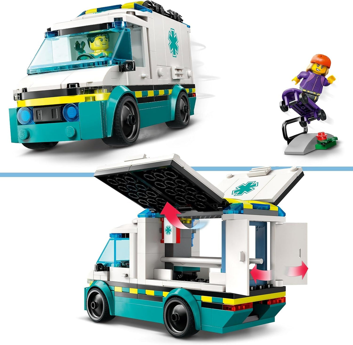 City Emergency Ambulance Toy with 2 Minifigures - Educational Learning Toys for 5+ Year Old Boys & Girls - Gift Ideas for Birthdays & Holidays - 60451