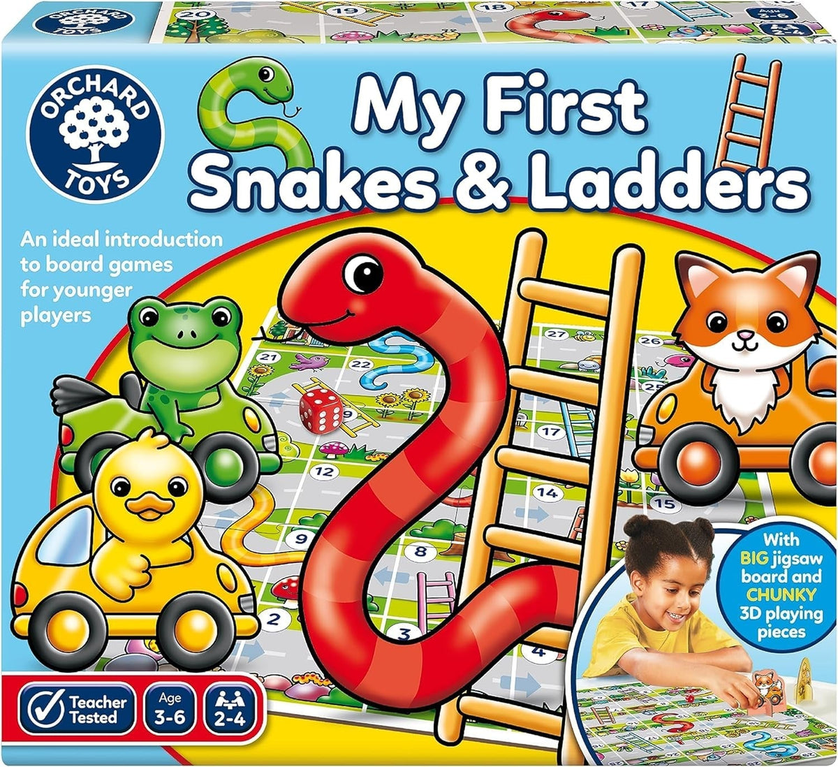 My First Snakes & Ladders Game for Kids - Large Toddler Games W/Giant Colourful 3D Playing Pieces - Children'S and Kids Board Games Age 3-6 Years - for 2-4 Players