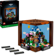 Minecraft the Crafting Table Model Kit for Adults to Build, Biome Set with 8 Characters Including Steve, Alex and Mobs, 15-Year Anniversary Gamer Gift for Men, Women, Him or Her 21265