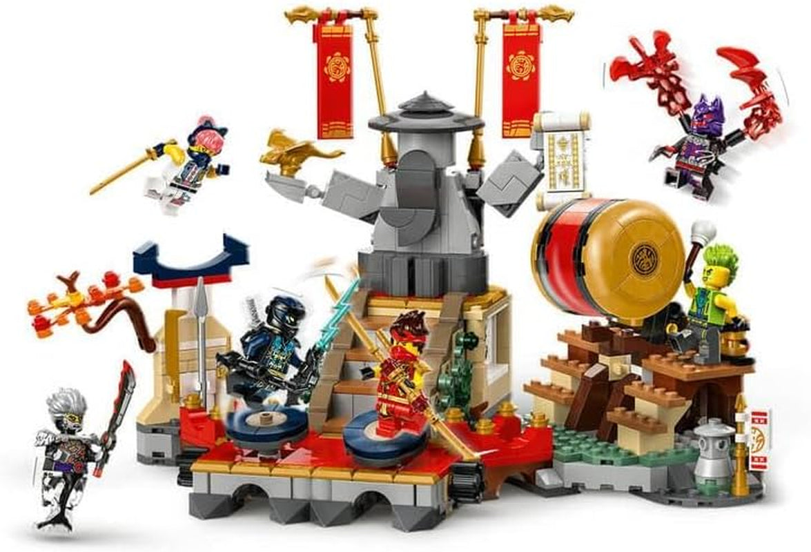NINJAGO Tournament Battle Arena Set, Ninja Adventure Toys for 7 plus Year Old Boys & Girls, with 6 Minifigures Including Characters Jay and Kai, Dragons Rising Birthday Gift for Kids 71818