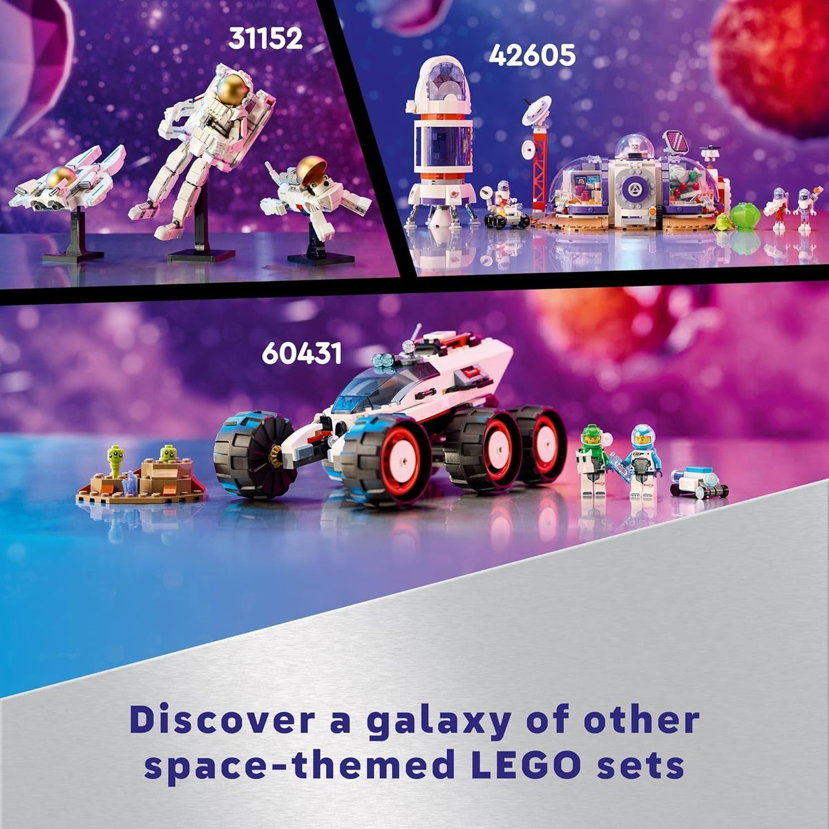 City Space Explorer Rover and Alien Life Building Toys Set for 6 plus Year Old Boys, Girls & Kids with Astronaut Minifigures, Toy Robot and Alien Figures for Imaginative Play, Birthday Gift 60431