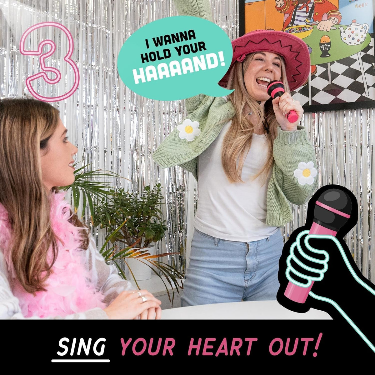 Grab the Mic - the Family Karaoke Game 8+ Year Olds, 2-10 Players - Board Game for Bad Singers - 250 Lyric Cards for Fun Hilarious Games Night, Birthday Party, Kids Gift