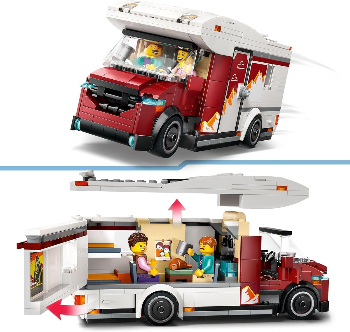 City Holiday Adventure Camper Van Toy - Creative Building Toys for 6+ Year Old Boys & Girls - Includes 3 Minifigures & Accessories - Gift Ideas for Birthdays & Holidays - 60454