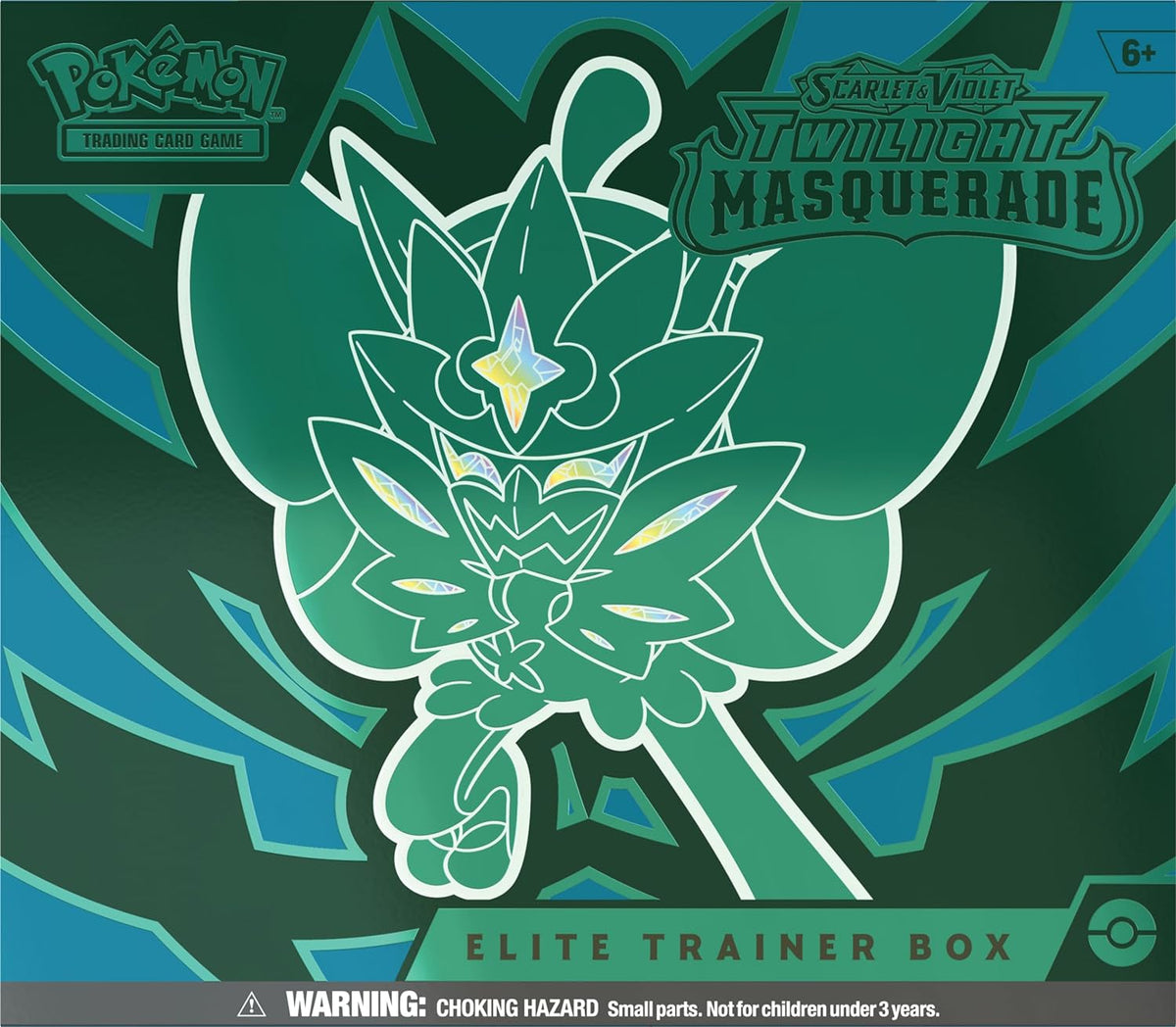 TCG: Scarlet & Violet—Twilight Masquerade Elite Trainer Box (1 Full-Art Teal Mask Ogerpon Promo Card, 9 Boosters & Premium Accessories)