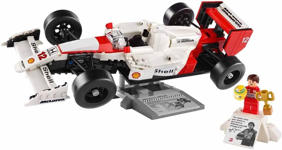 Icons Mclaren MP4/4 & Ayrton Senna Vehicle Set, F1 Race Car Model Kit for Adults to Build with Race Driver Minifigure, Home or Office Desk Décor, Formula One Birthday Gifts for Men & Women 10330