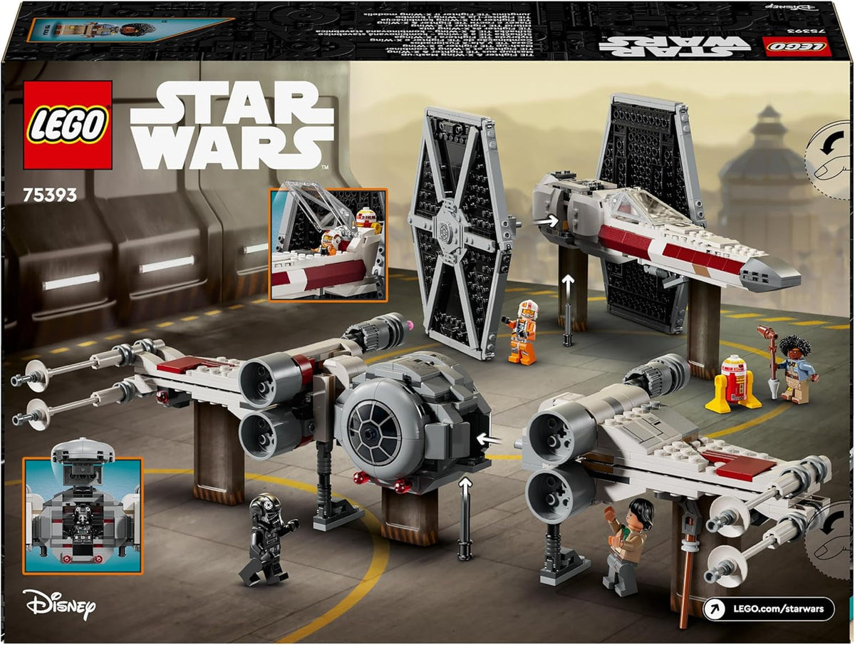 Star Wars TIE Fighter & X-Wing Mash-Up Set, Starfighter Building Toy for 9 plus Year Old Kids, Vehicles with 4 Minifigures and a Droid Figure, Creative Gift for Boys, Girls and Fans 75393