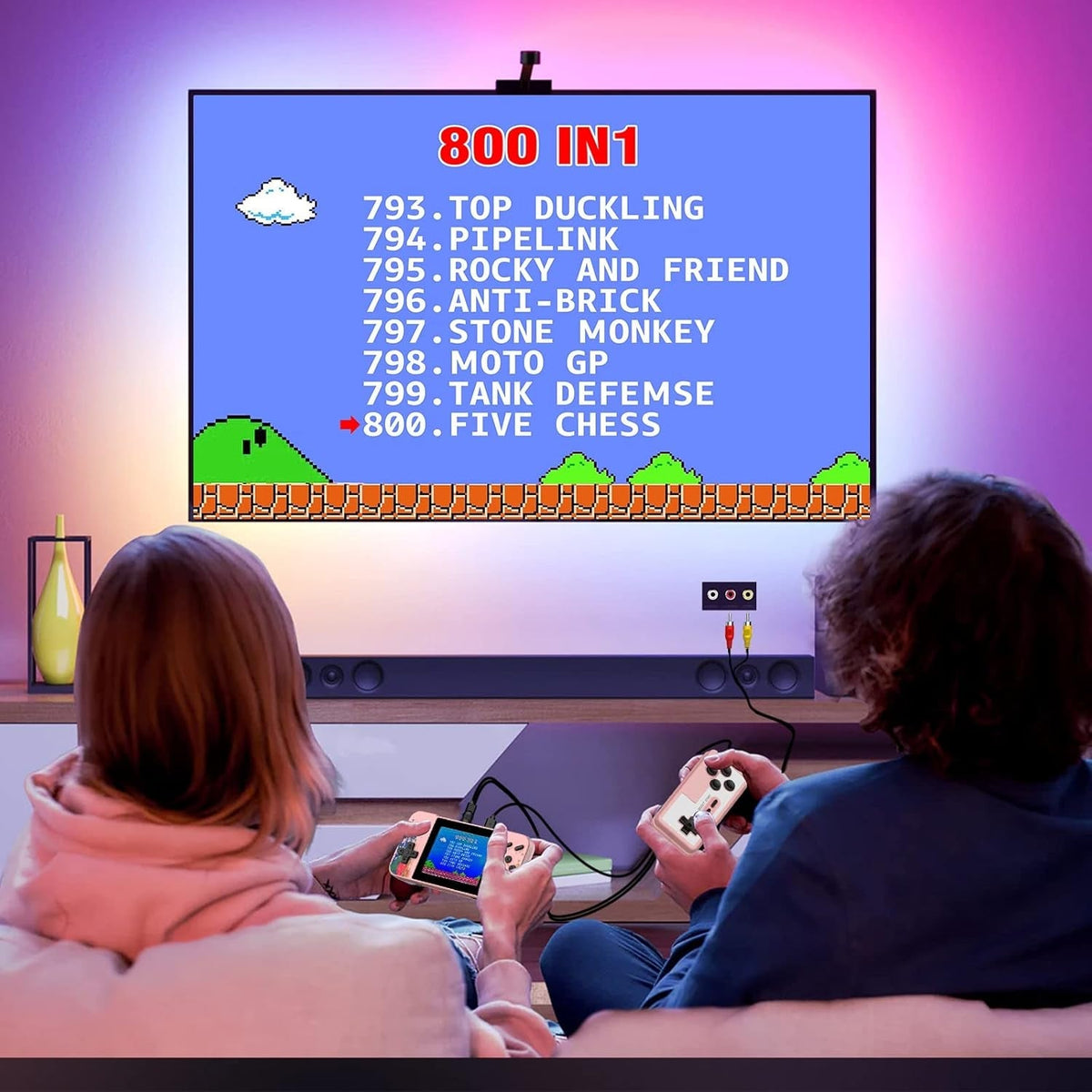 Handheld Game Console,800 Classic Games 3.5-Inch IPS Screen, Mini Retro Game Console 1200Mah Rechargeable Battery Supports 2 Players Connected TV, Portable Game Console Gifts for Adults Kids