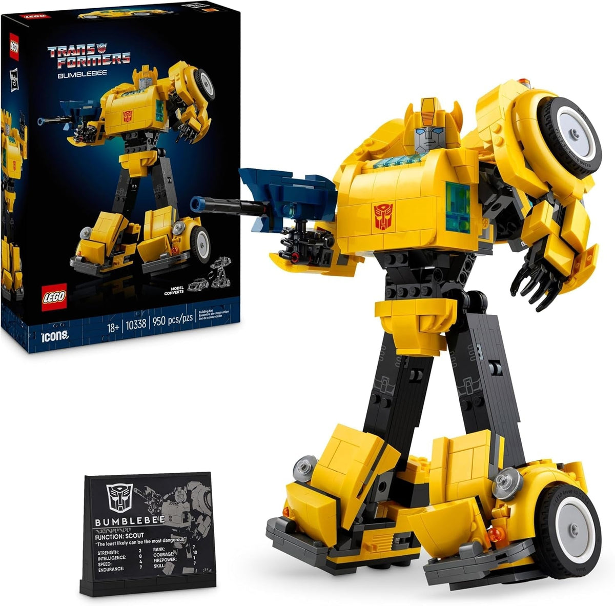 Icons Transformers Bumblebee Action Figure Building Set, Collectible Robot Model Kit for Adults to Build, Converts to Vehicle Mode, Gifts for Men, Women, Him, Her and Sci-Fi Fans 10338