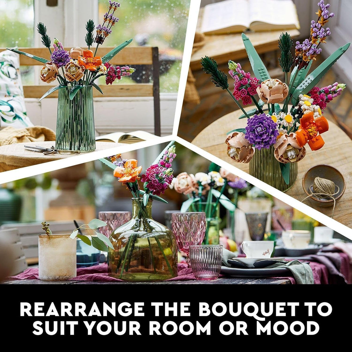Botanicals Flower Bouquet - Artificial Flowers Set for Adults Incl. Roses, Snapdragons, Poppies, Asters & Daisies - Home Decor Gift for Valentine'S Day - Botanical Collection - 10280