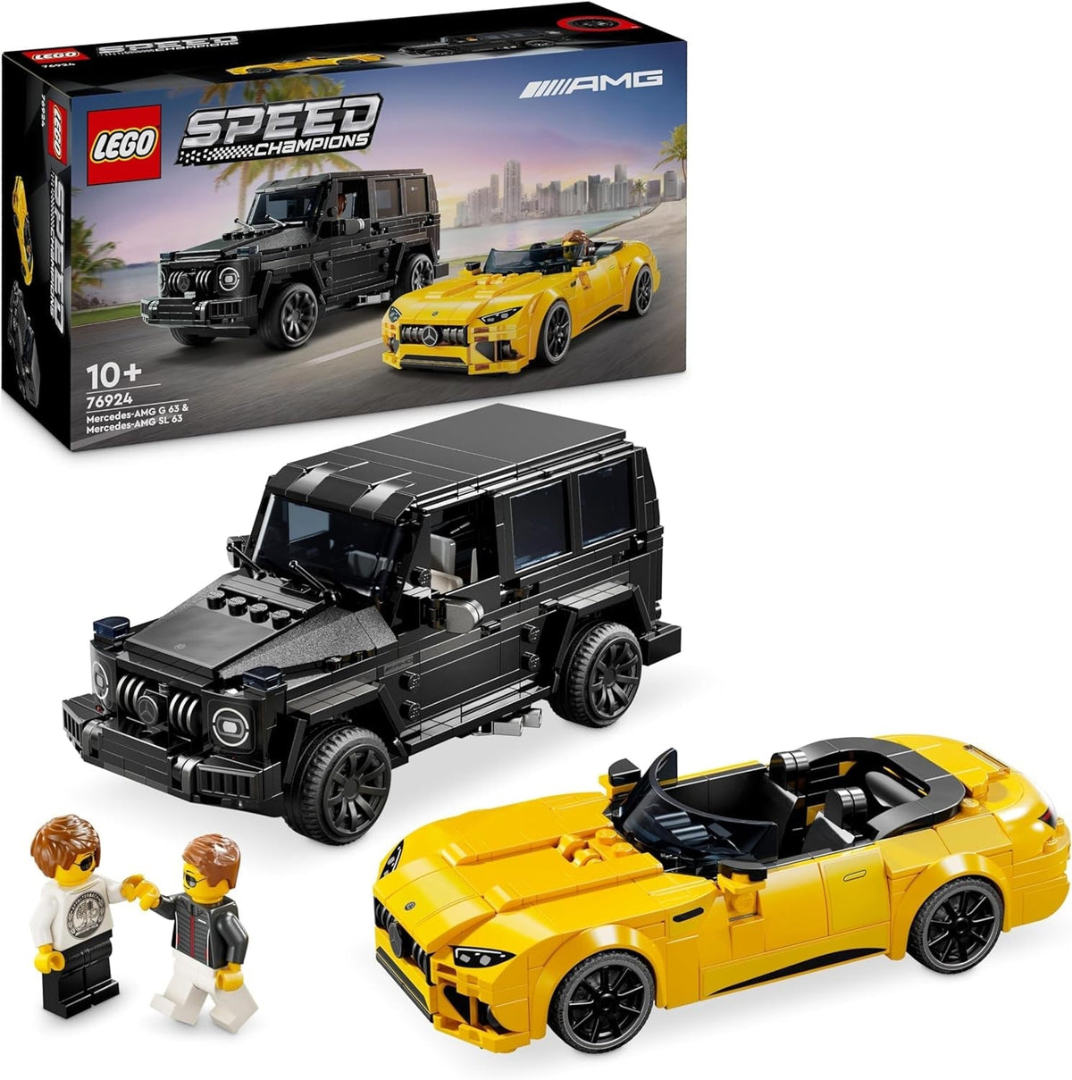Speed Champions Mercedes-Amg G 63 & Mercedes-Amg SL 63 Car Toys, Vehicle Playset for Kids, 2 Building Sets with 2 Driver Minifigures, Gift for 10 plus Year Old Boys and Girls 76924