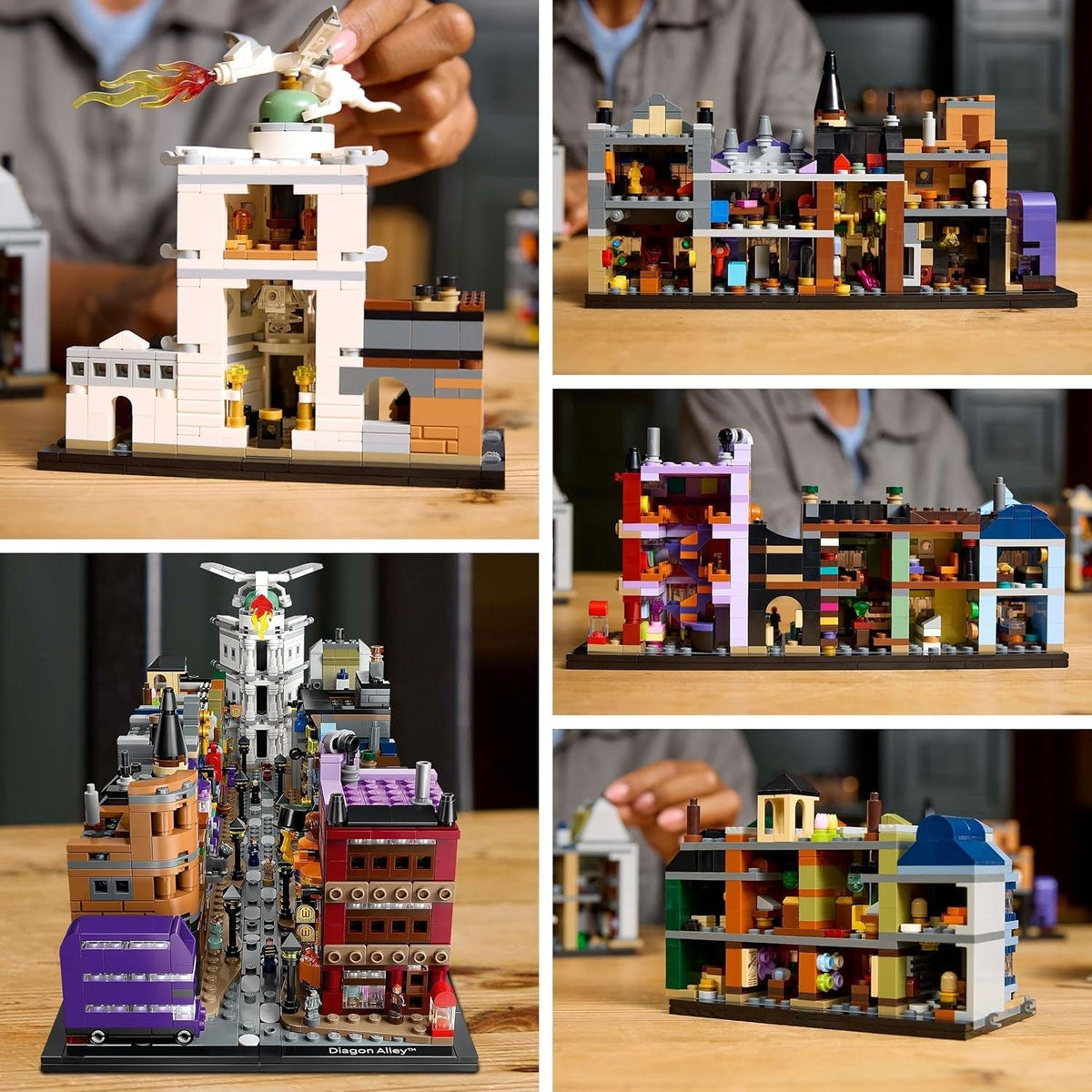 Harry Potter Diagon Alley Wizarding Shops Building Set for Adults, Collectible Display Model Features Microscale Brick-Built Stores & 12 Microfigures, Gift Idea for Women and Men 76444