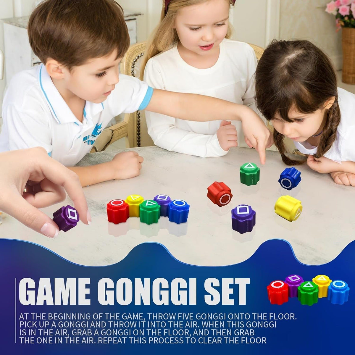 Squid Ga Me, Traditional Gonggi Game Play Game with Colorful Pebbles, Fun Gonggi Korean Game for Family Kids and Adults