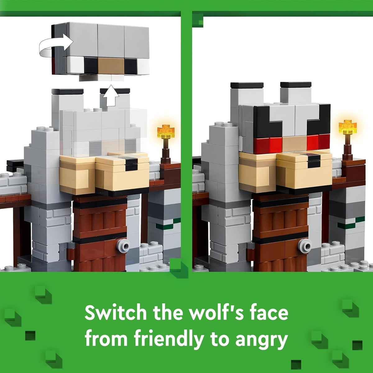 Minecraft the Wolf Stronghold Fortress Set, Building Toy for 8 plus Year Old Boys & Girls, Incudes Crafting Table, 2 Skeleton and Wolf Figures for Castle Action, Birthday Gift for Kids 21261