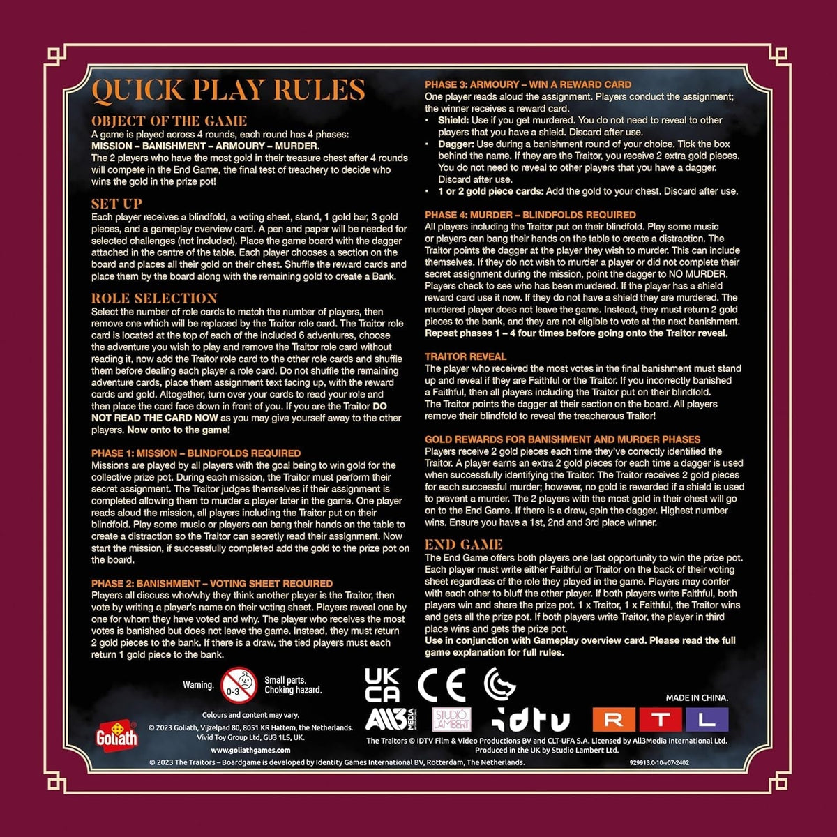 Games Presents: the Traitors - Official Board Game | Based on the Hit BBC Show | Can the Faithfuls Catch the Traitor? | for 4-6 Players | Ages 12+