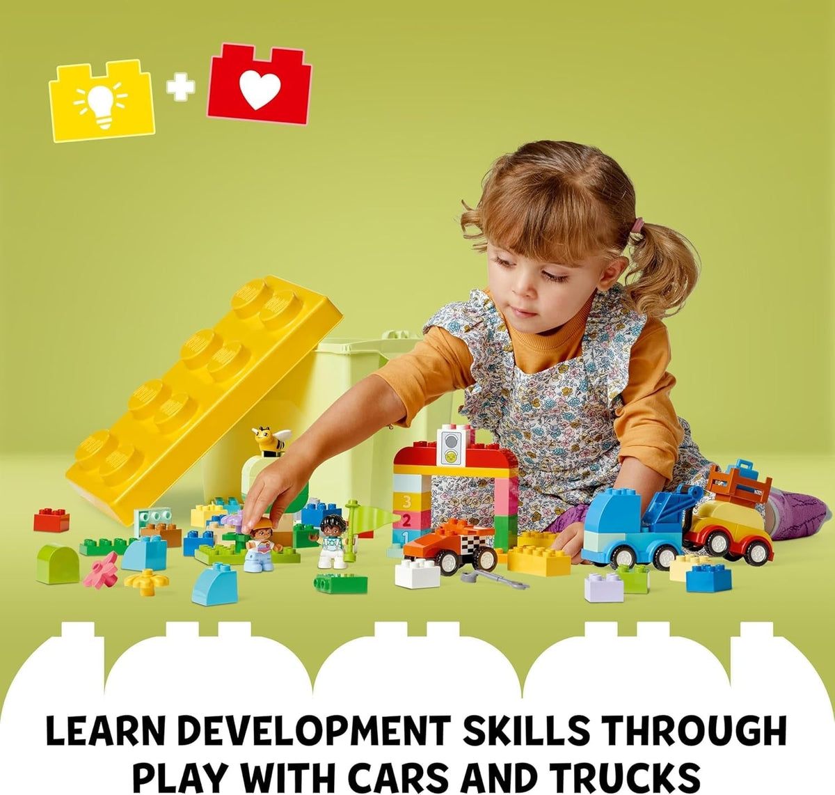 DUPLO Classic Cars and Trucks Brick Box Toddler Learning Toys, Features a Race Car and Truck Toy for 18 Month Old Boys & Girls, Creative Vehicle Set to Develop Fine Motor Skills 10439