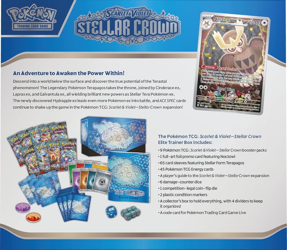 TCG: Scarlet & Violet—Stellar Crown Elite Trainer Box (1 Full-Art Promo Card, 9 Boosters & Premium Accessories)