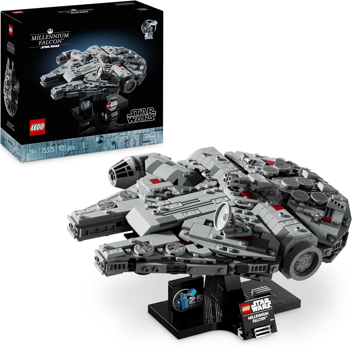 Star Wars Millenium Falcon 25Th Anniversary Set for Adults, Collectible a New Hope Starship Vehicle Model Kit, Home or Office Décor, Birthday Gifts for Men, Women and Fans 75375