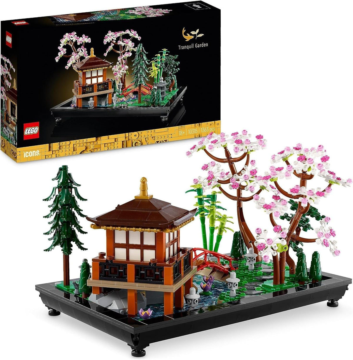 Icons Tranquil Garden, Botanical Zen Garden Kit for Adults with Lotus Flowers, Customisable Desk Decoration, Inspired by Japanese Traditions, Mindful Gardening Gift for Women and Men 10315