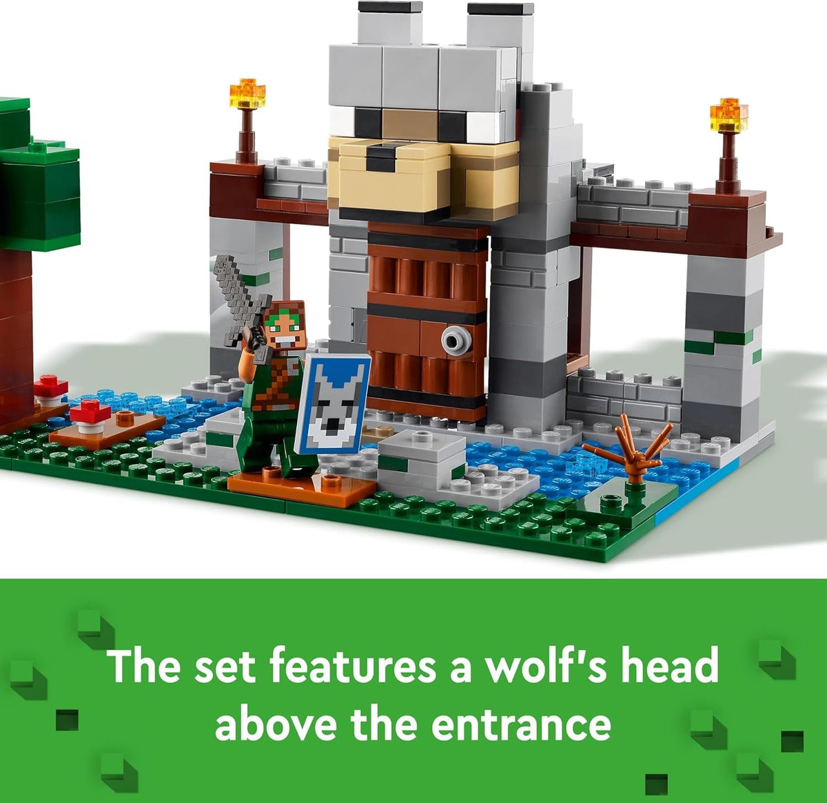 Minecraft the Wolf Stronghold Fortress Set, Building Toy for 8 plus Year Old Boys & Girls, Incudes Crafting Table, 2 Skeleton and Wolf Figures for Castle Action, Birthday Gift for Kids 21261