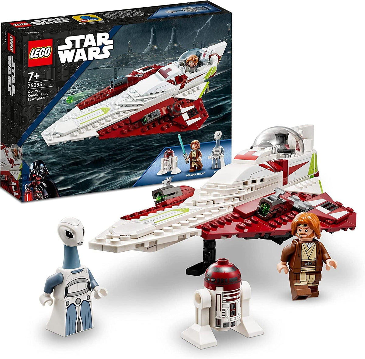 Star Wars Obi-Wan Kenobi’S Jedi Starfighter, Buildable Toy for 7 plus Year Old Boys & Girls, with Taun We Minifigure, Droid Figure and Lightsaber, Attack of the Clones Set, Gift Idea 75333
