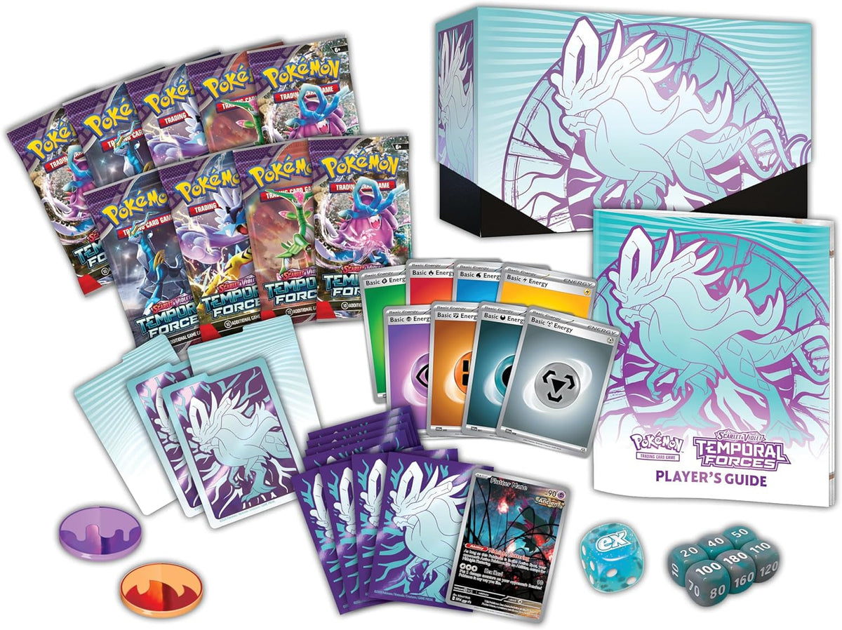 TCG: Scarlet & Violet—Temporal Forces Elite Trainer Box – Walking Wake (1 Full-Art Flutter Mane Promo Card, 9 Boosters & Premium Accessories)
