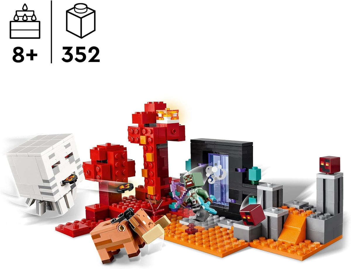 Minecraft the Nether Portal Ambush Adventure Set, Building Toys for Boys and Girls with Battle Scenes, Iconic Characters & Mobs Figures from the Game, Gifts for Kids 8 plus Years Old 21255