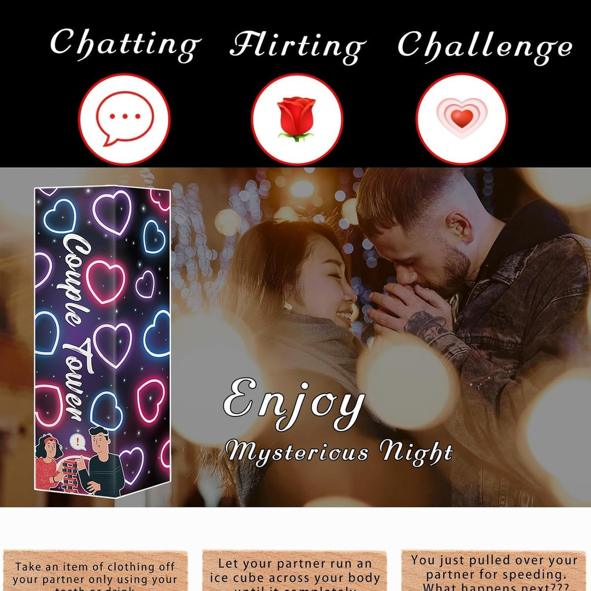 Valentine'S Day Gift Unforgettable Romantic Couples' Game: Flirting,Talking, Challenge for Date Night Anniversary Have 54 Fun Stacking Blocks for Couples