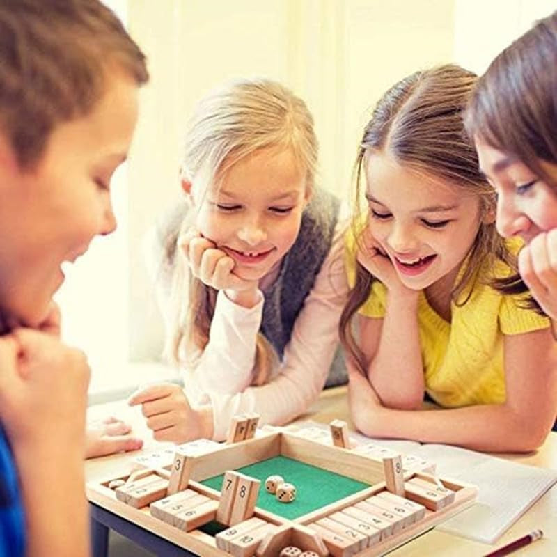 Wooden Board Game, 4 Player Shut the Box Game Dice Game Wooden Math Traditional Pub Board Dice Game Travel 4 Players Great Family Board Games Holiday Fun Game
