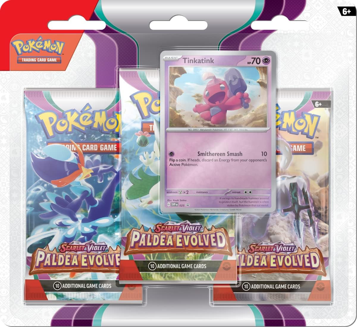 TCG: Scarlet & Violet—Paldea Evolved Triple Pack (Tinkatink) - 3 Boosters & Foil Promo Card(Assorted)