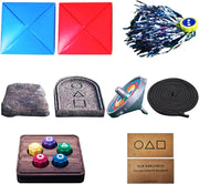Gonggi Korean Game Set, 10PCS Korean Traditional Reflex Challenge Play Game, Including Jebi, Chagi Gong-Gi, and DDAKJI, Korean Folk Classic Mini Grasping Stones Hand-Eye Coordination Games for Fun