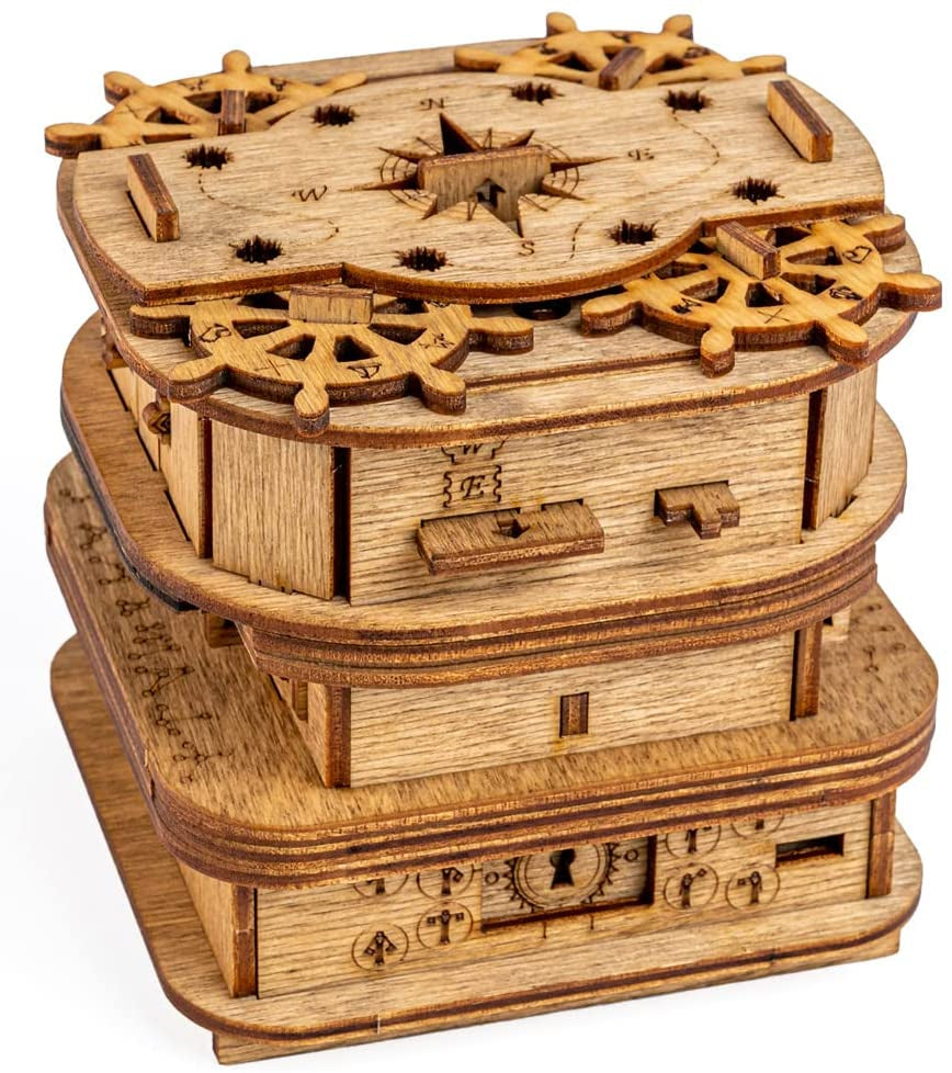 Cluebox - Davy Jones Locker - Escape Room Game - Puzzle Box - Gift Box - 3D Wooden Puzzle - Wooden Jigsaw - 3D Puzzles for Adults - Brain Teaser - Birthday Gift Gadget for Men - Money Box