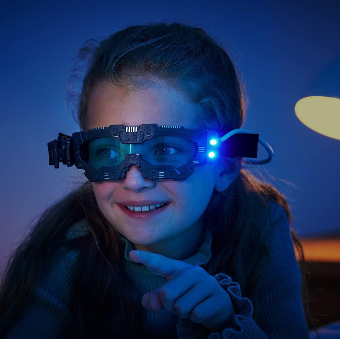 ! Night Vision Goggles for Kids - for Fun Night Missions - Lightweight, Flip Out Scope, 2X Magnification, Twin LED Beams, Blue Lenses, 6+ Years, ‎20 X 10 X 5.5 Cm (SM55) , Black