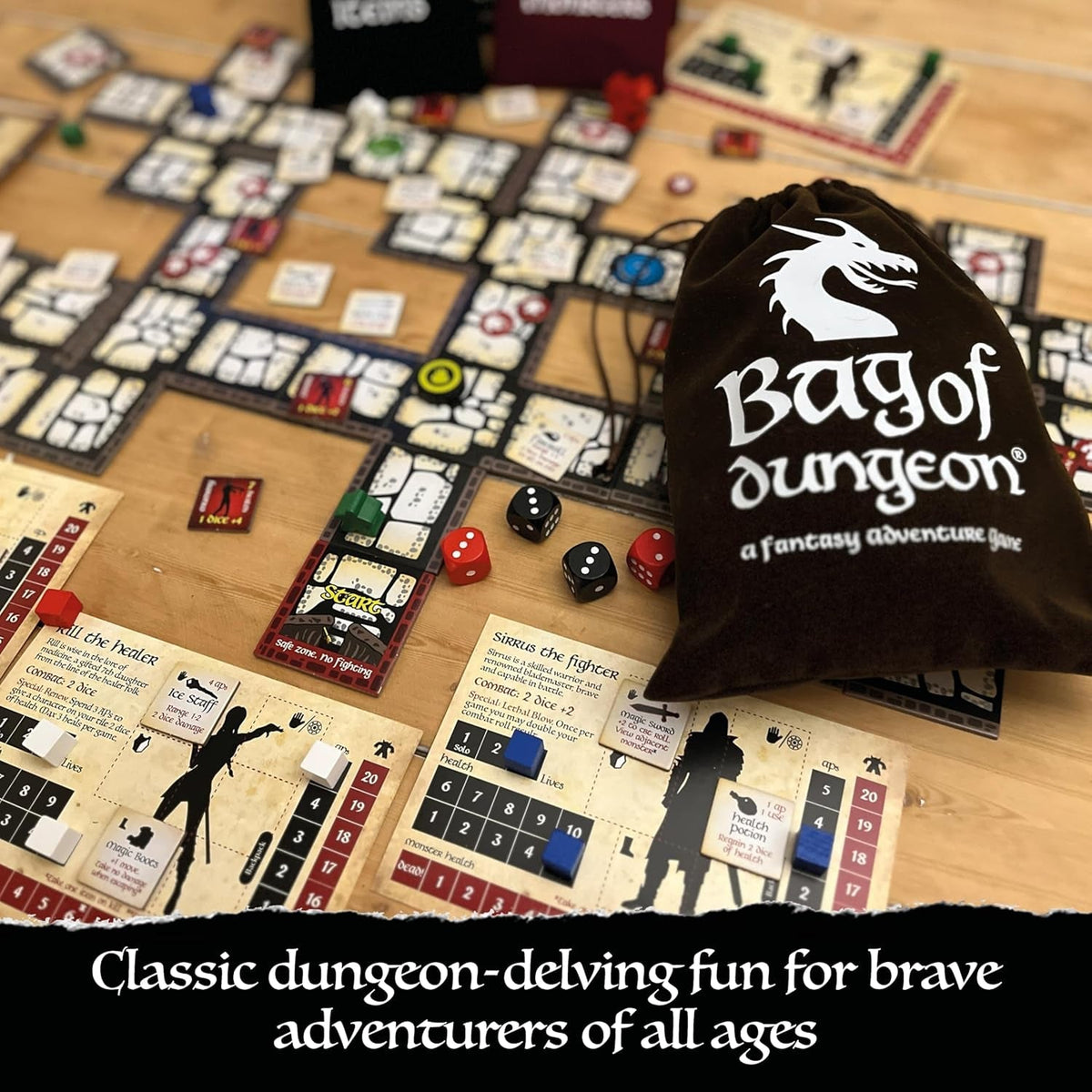 Bag of Dungeon - a Popular Fantasy Crawler Adventure Board Game | Enter the Dragon'S Lair | 1-4 Players | Age 7+ | Simple-To-Play | Family Games | Tabletop RPG | Classic Dnd Style Gaming | 3Rd Edition