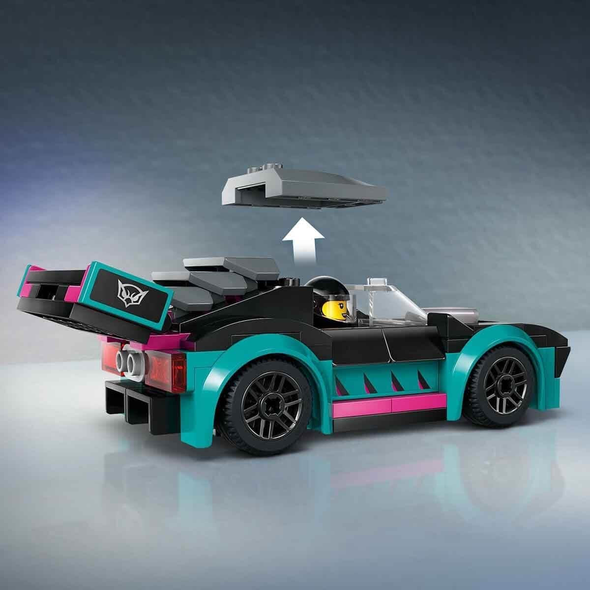 City Race Car and Car Carrier Truck Toy, Vehicle and Transporter Building Set for 6 plus Year Old Boys & Girls with Adjustable Loading Ramp, Racer and Driver Minifigures, Fun Gift for Kids 60406